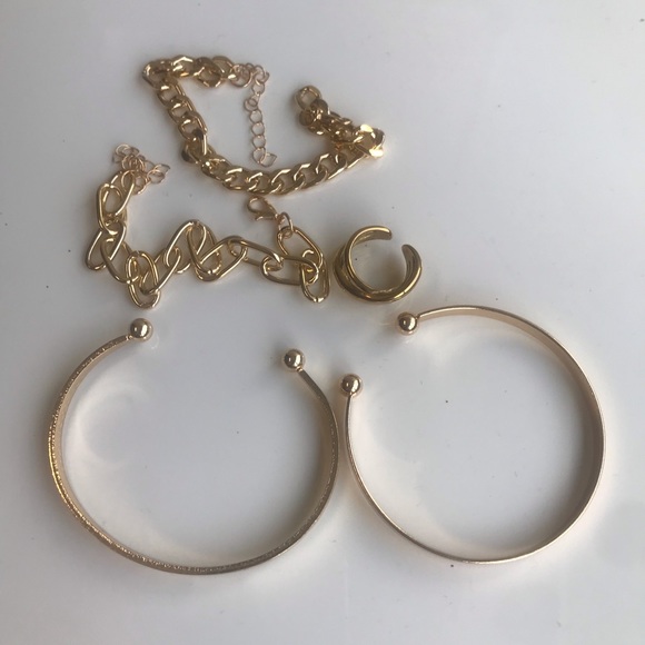 Vivori Jewerly Bracelet Set + Layered Ring size 5. Gold tone. New - Picture 2 of 8